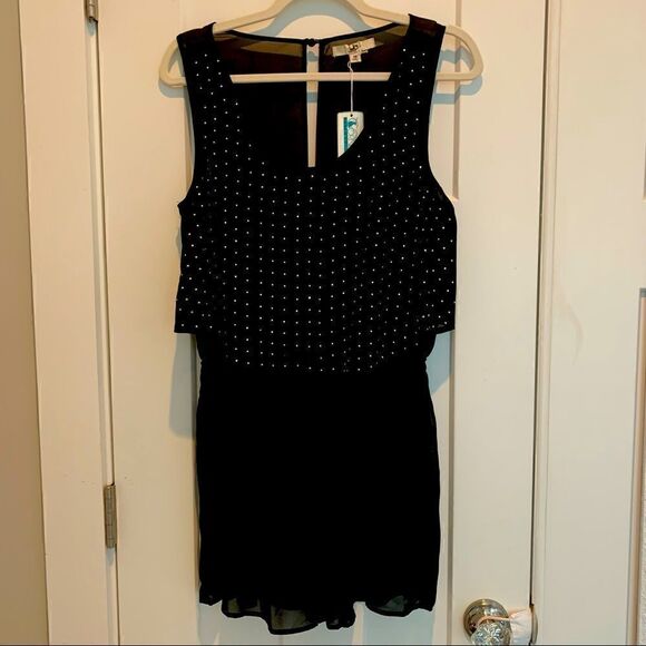 NWT! Ya Los Angeles Black Bedazzled Romper Women’s Size Medium (M) - Picture 3 of 11